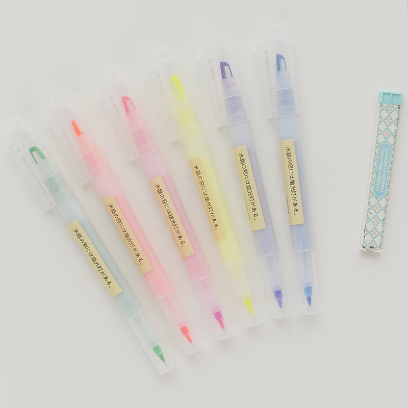 Macaroon Color Soft Head Highlighter 6 Bright Eye Protection Marking Key Student Notes for School Use