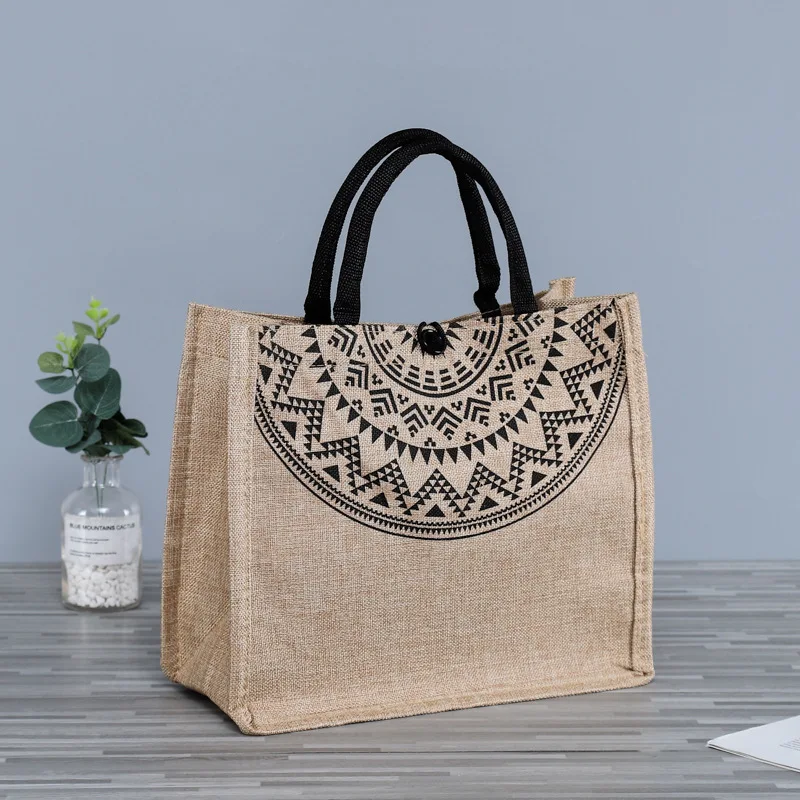 Custom Logo Jute Hessian Burlap Gift Packaging large jute tote bag