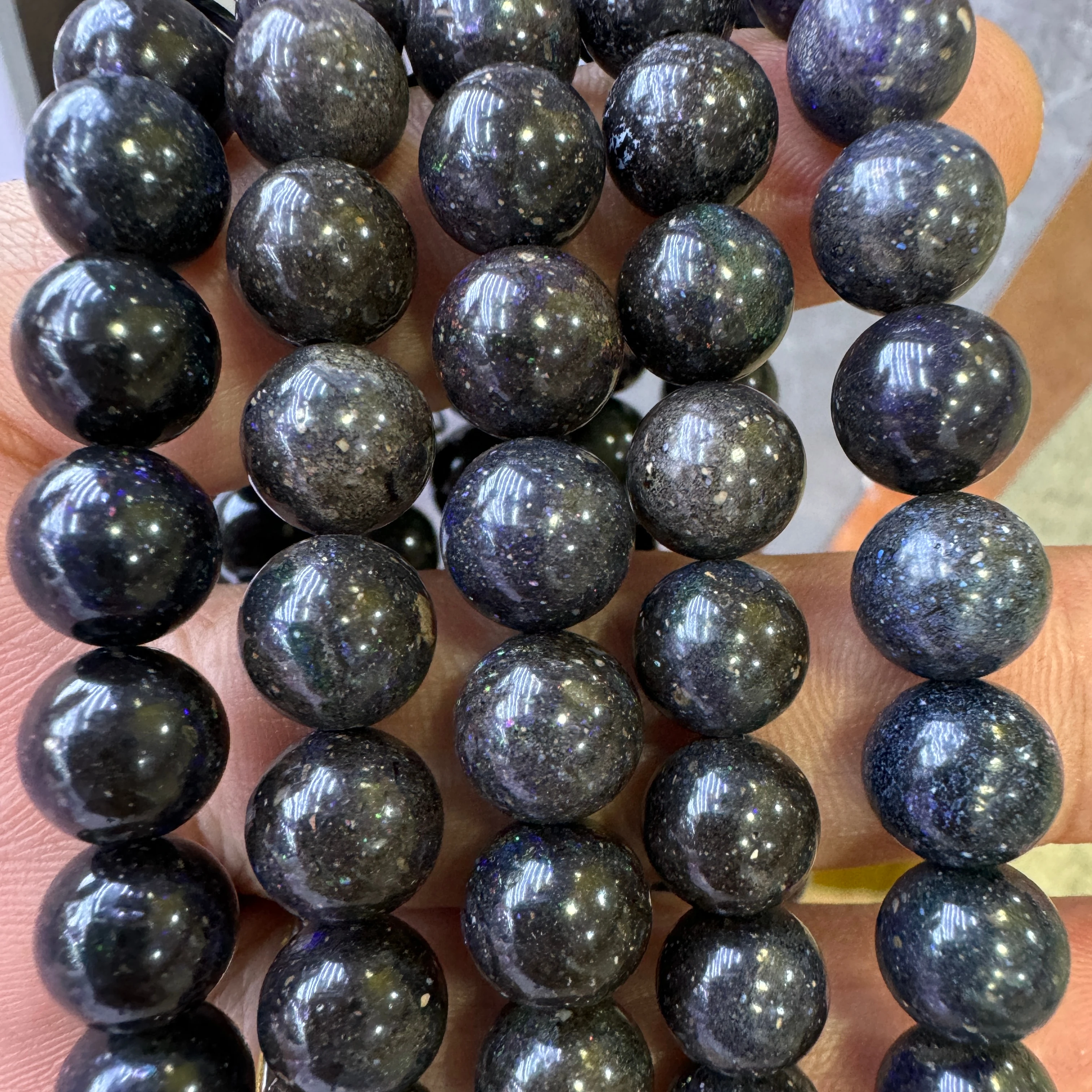 Wholesale high quality jewelry Bead manufacturer natural Boulder opal black opal stone 6mm 8mm 10mm gemstone bead