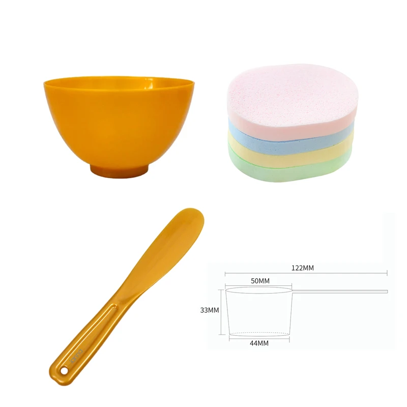 Korea hot sell DIY Facial Mask Tool Gold Mixing Bowl Golden Spatula Face Mask 25g 50ml PS Spoon 13T Dark Pink Cleansing Sponge