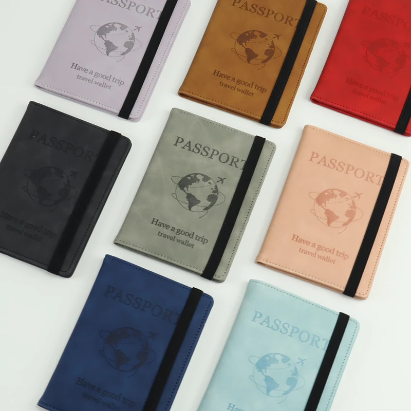 Wholesale Custom PU Leather Passport Cover Best Seller Travel Wallet with Card Case Ticket Slot RFID Blocking Passport Holder