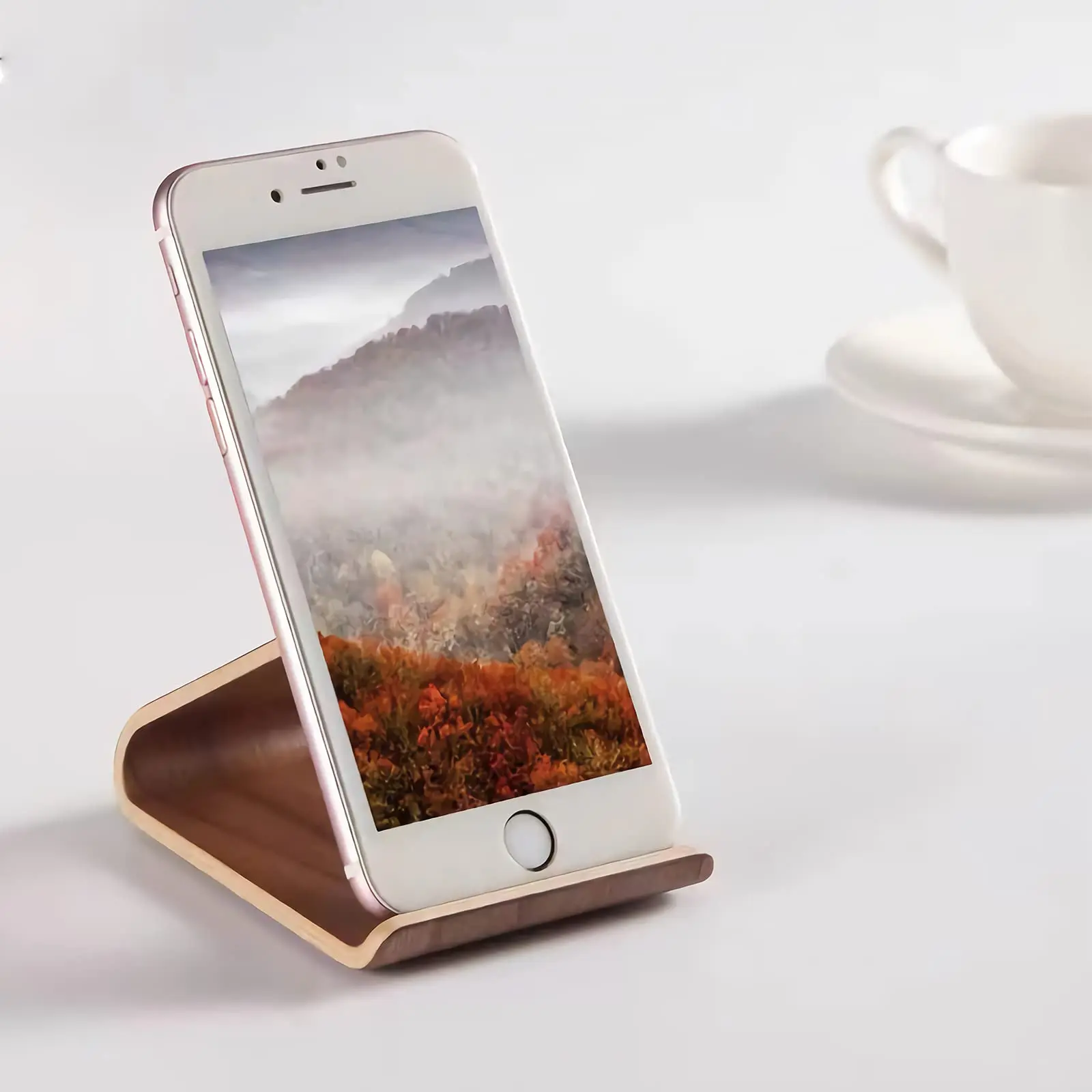 Universal Non-Slip Stable Wooden Phone Stand Desktop Drawer Organizer iPhone 13 Galaxy iPad Tablets Facetime Mobile