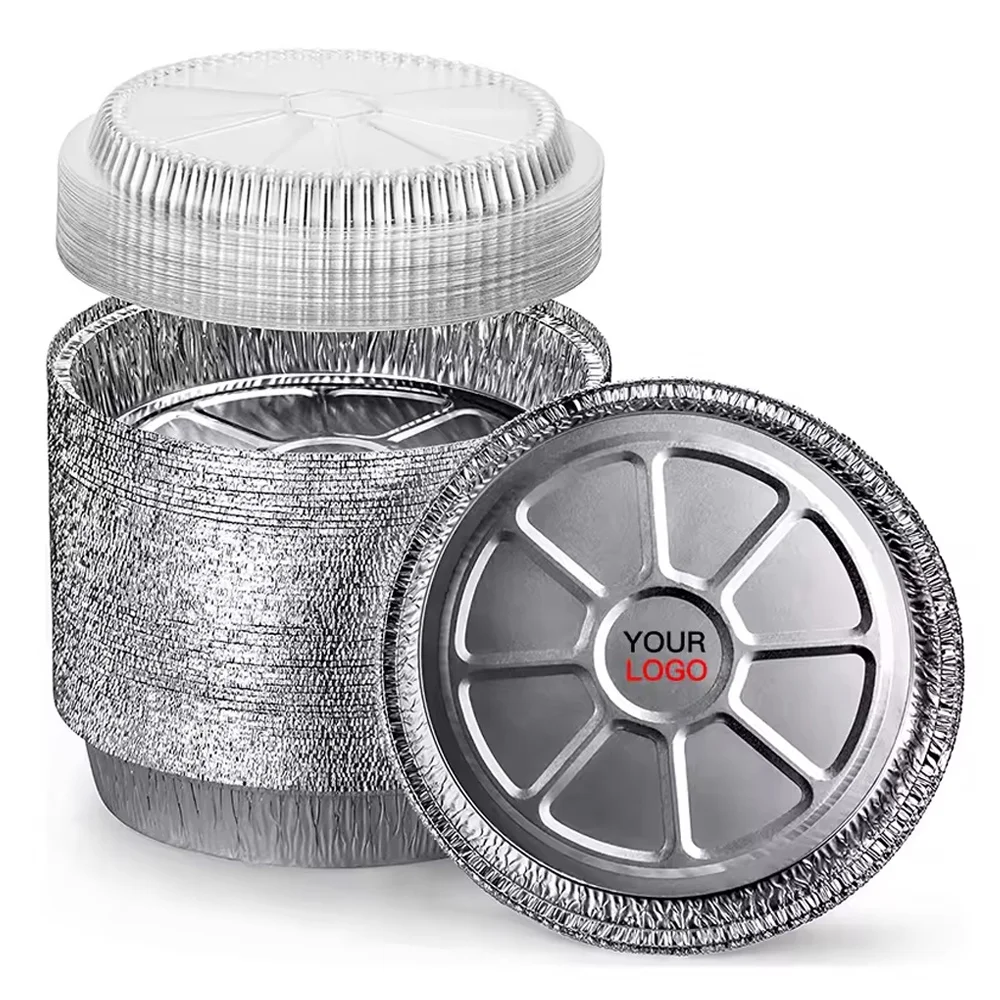 7/8/9 inch Disposable Best-selling Round Aluminium Foil Pans with Lids for Air Fryer Oven liner, BBQ, Catering, Picnic