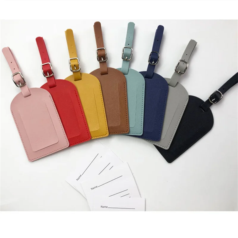 Custom LOGO Printed PU Leather Suitcase Luggage Tag Label Bag Pendant Handbag Portable Travel Accessories Name ID Address Tag
