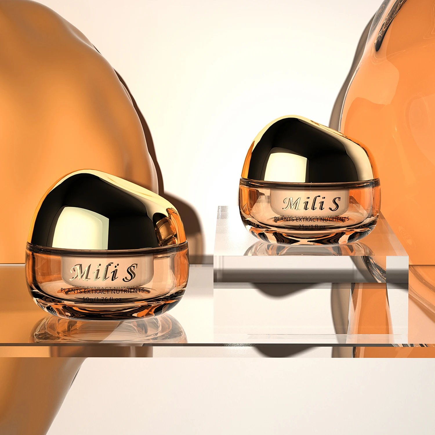 25g 50g 100g Eco Friendly Double Wall Cosmetic Container Face Cream Packaging Glass Jar With Plastic Lid