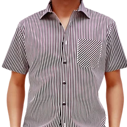 Hot Sales Popular White/Black Stripe Stand Collar Poplin Travel Shirt For Men