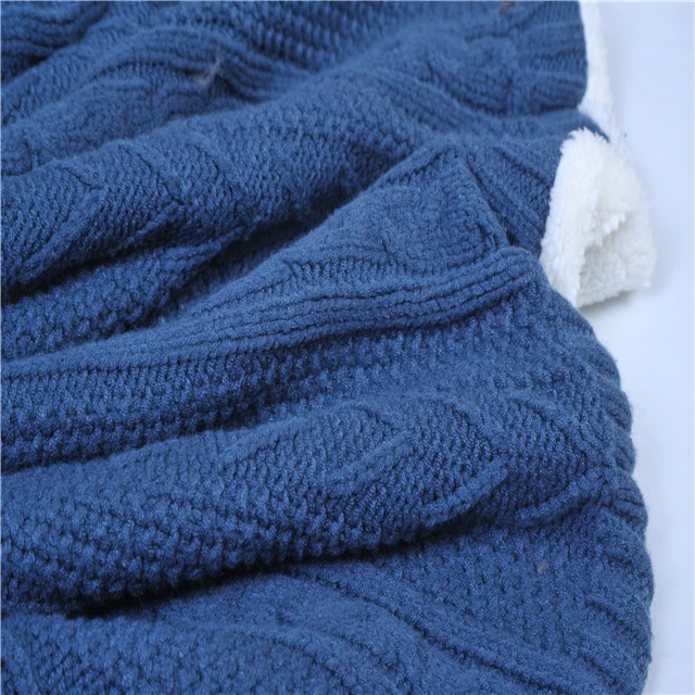 Полиэстер 120x150 трикотажное синее флисовое плотное одеяло для зимы 2 слоя