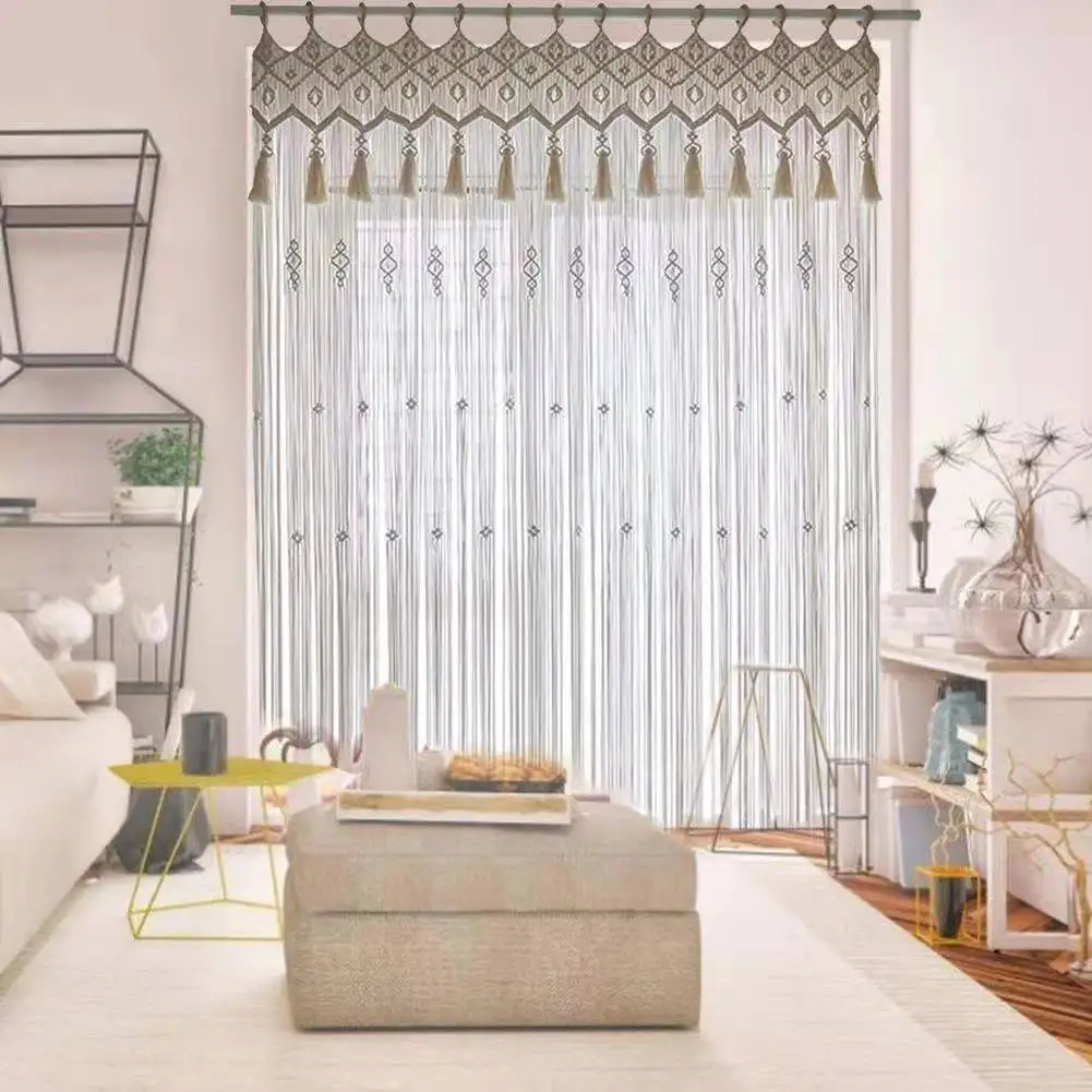 YH-108 Macrame Curtains Handmade Rope curtain  boho decor for Living Room Kitchen window Curtains Wedding ground