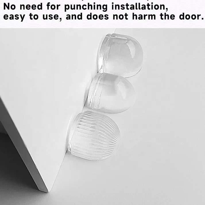 Transparent Door Stopper Punch-Free Anti-Collision Clear Bumper Protector Door Draft Stopper For Home Protective