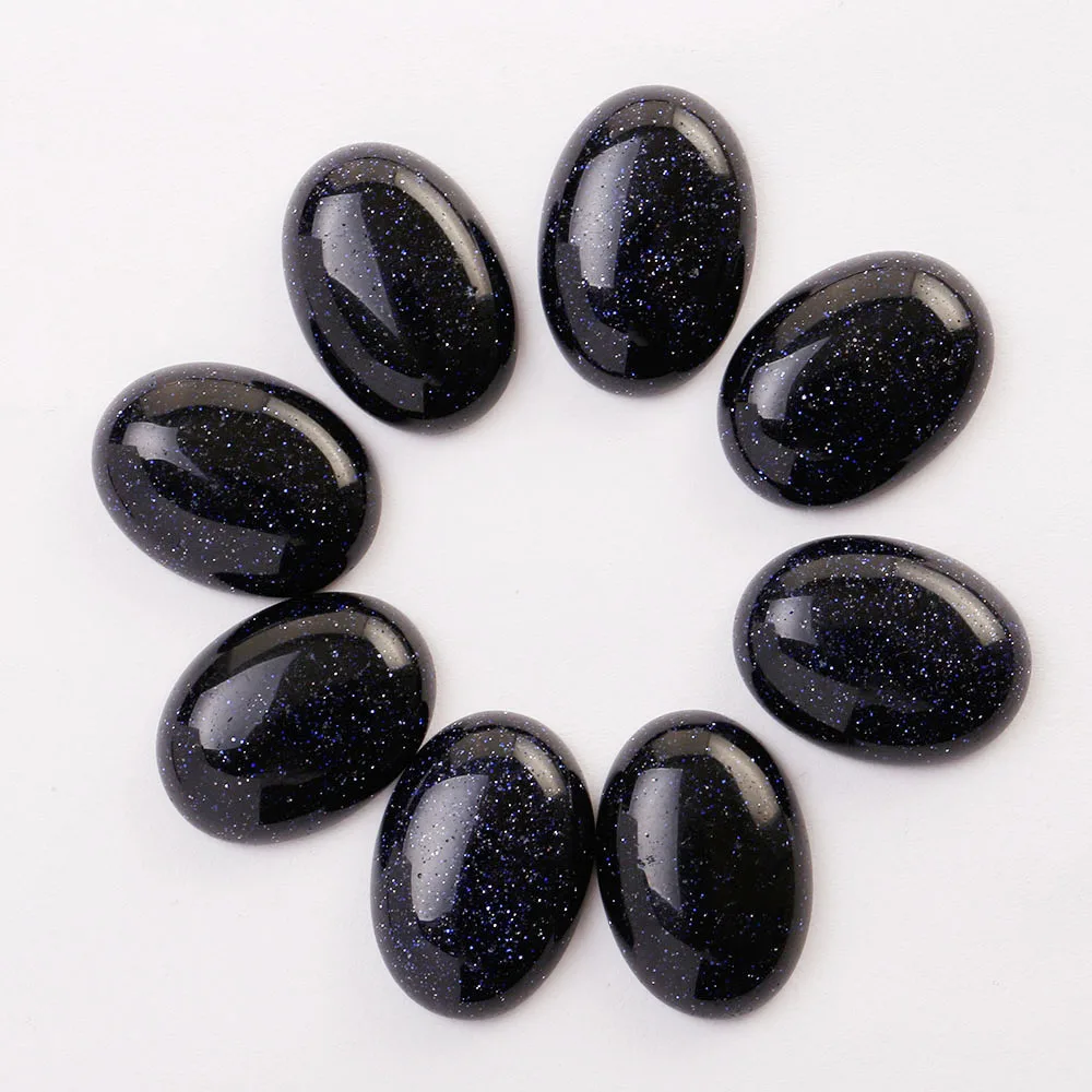 Wholesale 18x25mm natural Gemstone Black obisdian mixed stone oval flat back stone cabochon for jewelry accessories