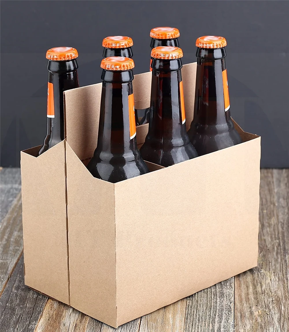 6 pack bottle carrier Kraft Cardboard paper cup holder 12 oz. Beer or Soda Bottle Carrier for Safe And Easy Transport