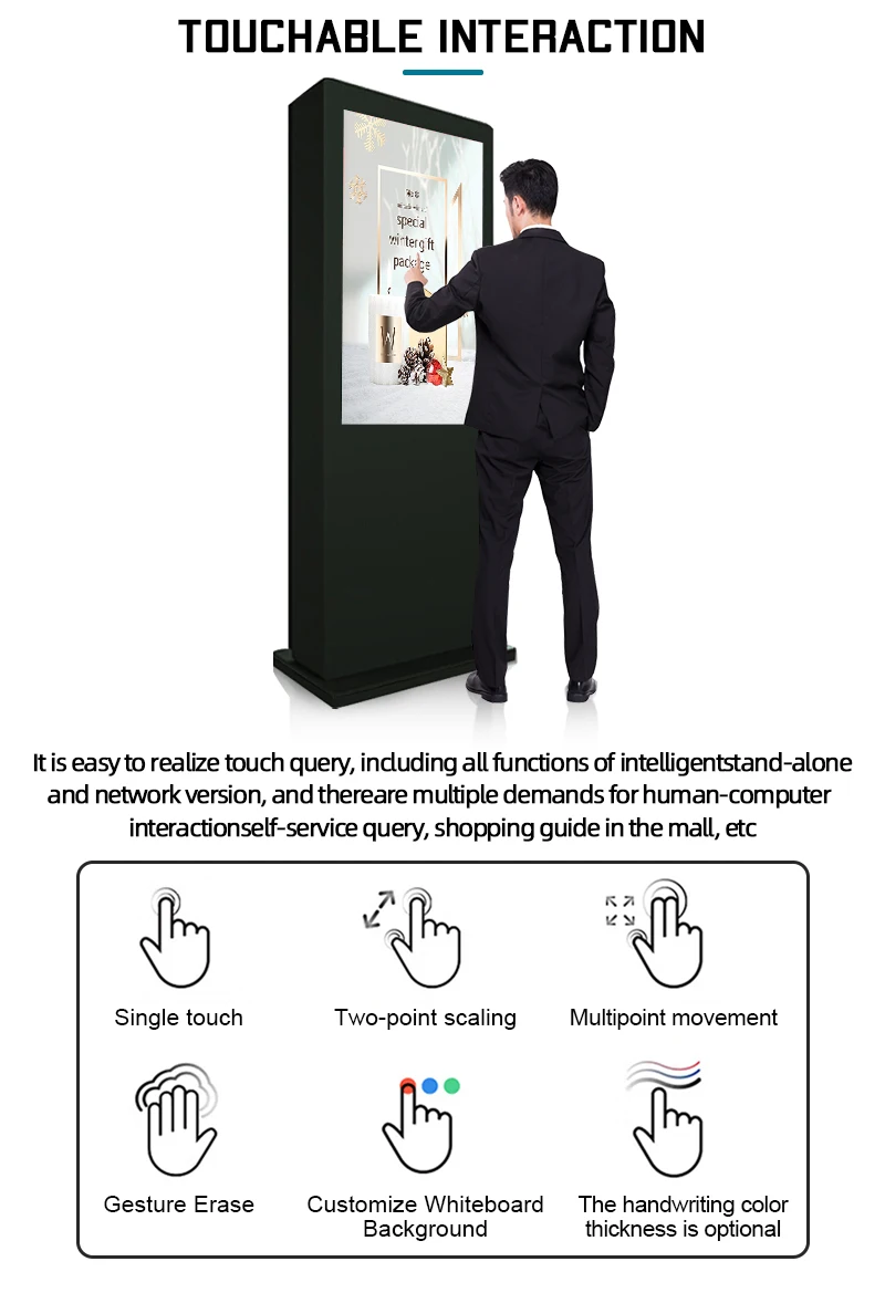 Вертикальный Android digital signage дисплей 43 дюймов 1080p FHD медиа-плеер киоск