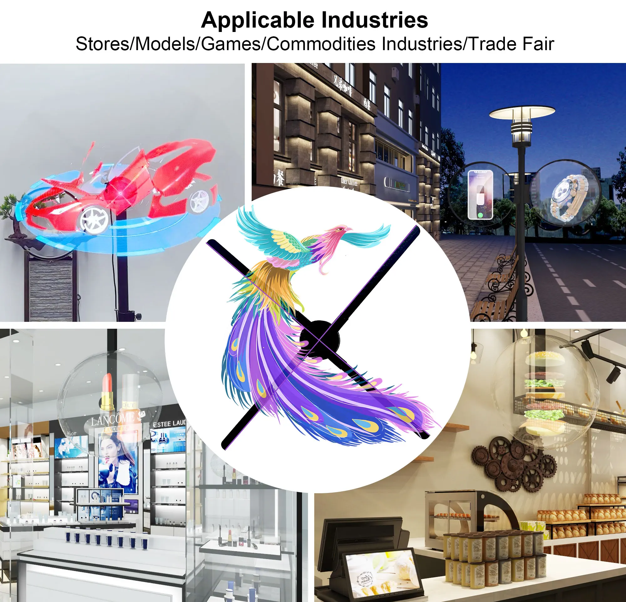 80cm 3D Hologram Projector Fan Wifi Advertising Display Logo Light APP or PC or remote Control Holographic 3d fan Projector