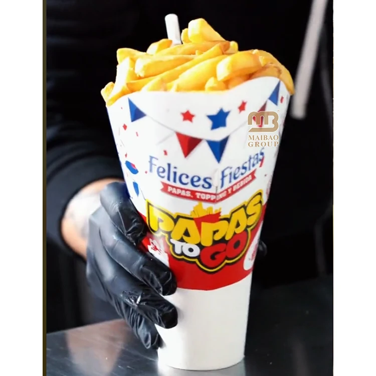 Custom logo cold drinks paper cups disposable takeout french fries wings snack and drink in one cup 375ml plastic cup for drink