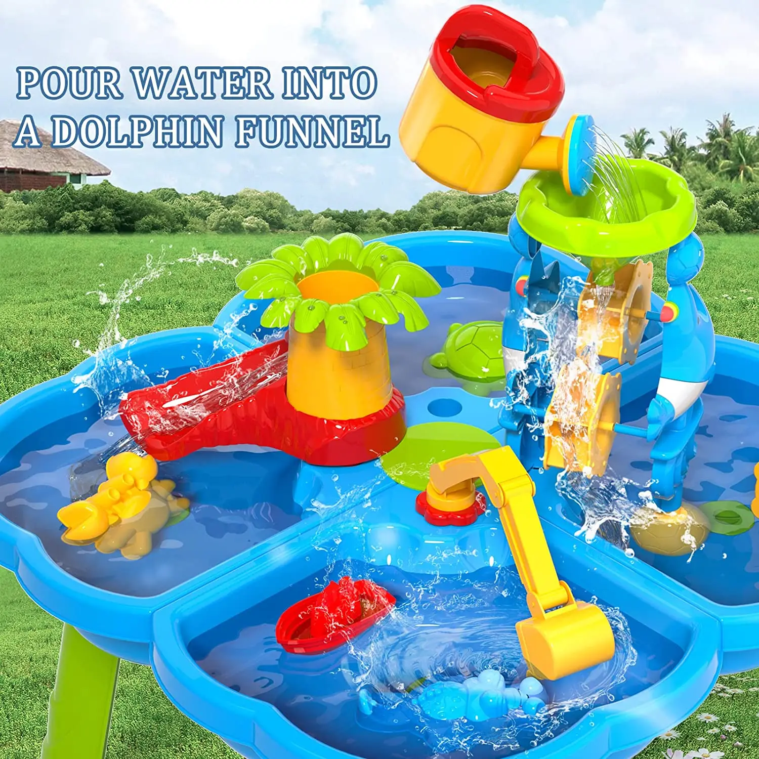 4 in 1 Sand and Water Play Table Beach Toy for Kids Play Table Sand Water Toy for Outdoor Kids Sand Water Table Toys