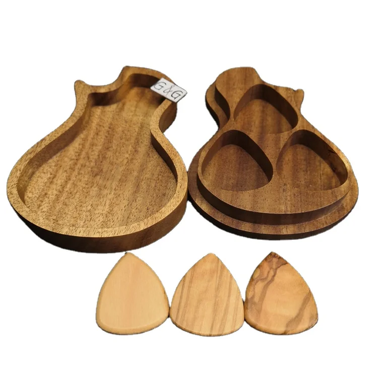 Factory High quality Wooden Guitar Pick box With 3 Pieces Guitar Picks