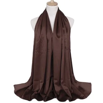 Shiny satin plain shemagh scarf muslim hijab big size women
