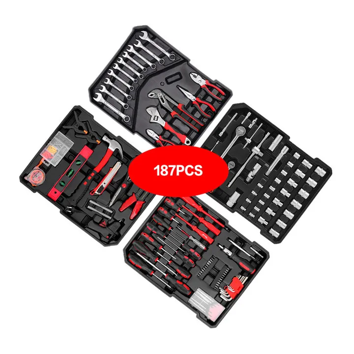 187PCS Hardware tool Hand Tools Ratchet Socket Steel Wrench Spanner Set Mechanic Screwdriver Tool Set Toolbox