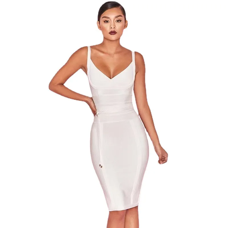 Fashion Style Spaghetti Strap V Neck Bandage Dress for Ladies Women Bodycon Club Dresses