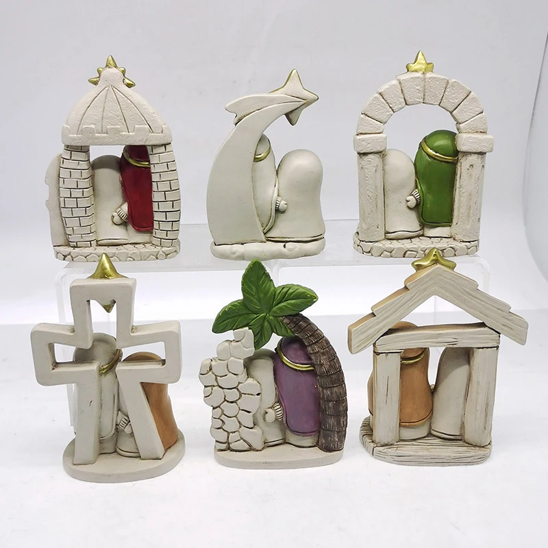 Creative Religious Souvenirs Home Decoration Horse Trough Set Ornaments Religious Birth Decoration Resin Crafts