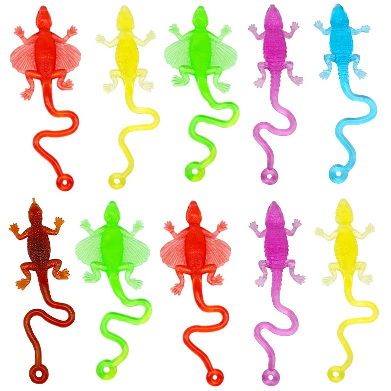 Best selling sticky toys mini plastic tpr lizard gecko animal stress relief toys For capsule