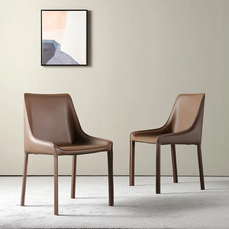 Modern minimalist home chairs cafes restaurant designers chairs book chairs saddle leather