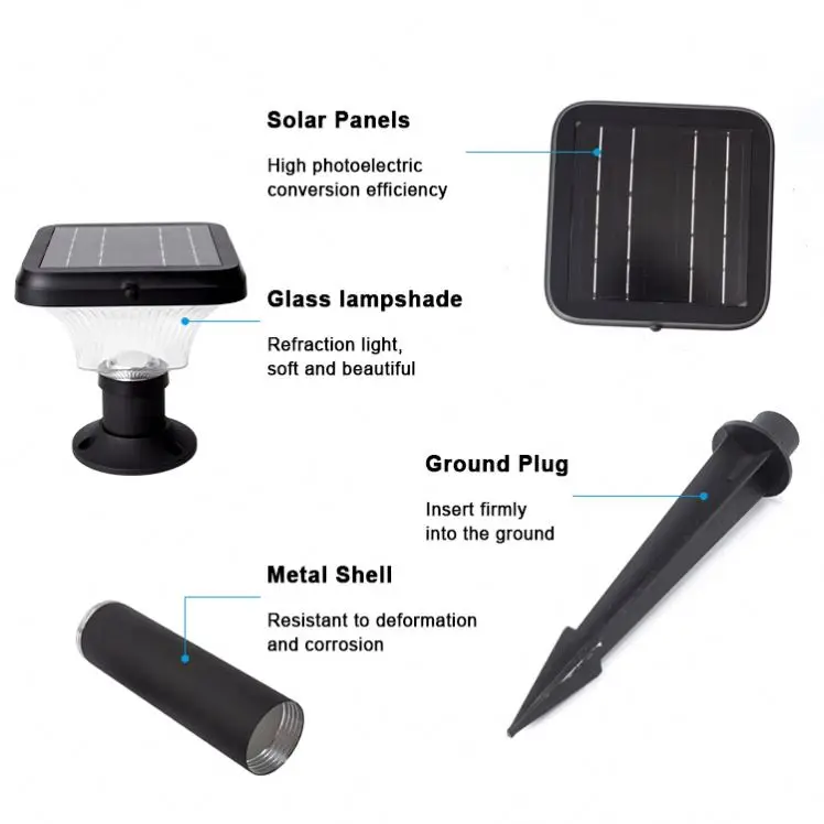 Outside Modern Luxury Home Decoration Garden Lights Black Metal Lawn Lamp