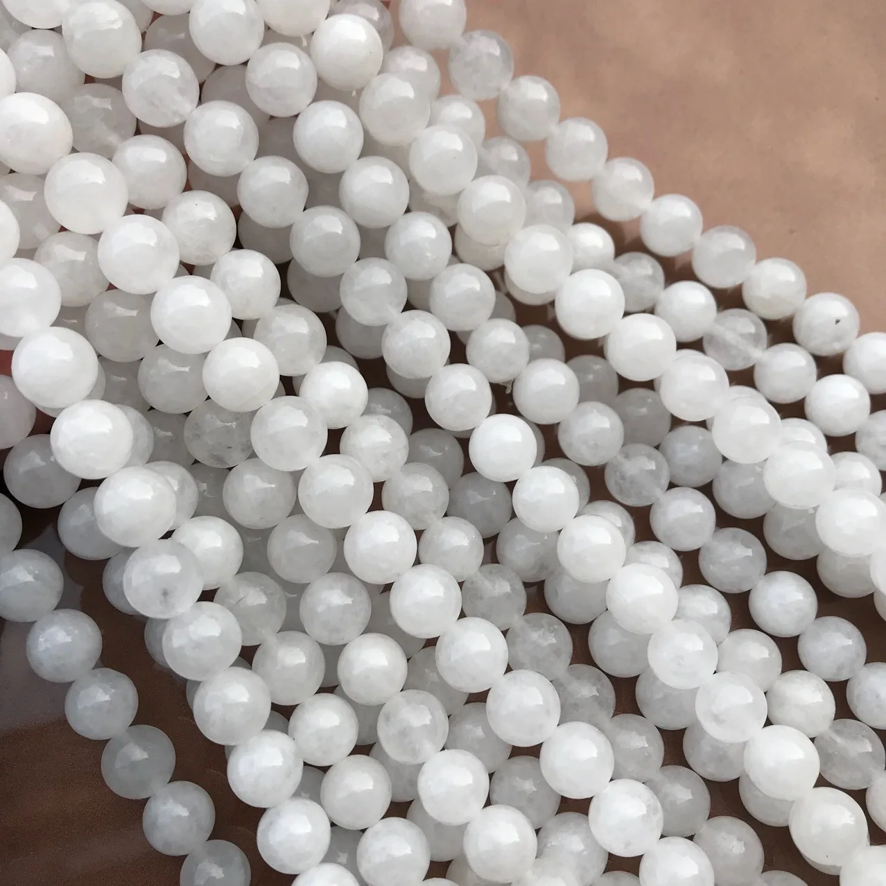 China Wholesaler High Quality Natural Jade Stone Polished Loose Round Beads Stonebeads China White Jade for Jewelry Making