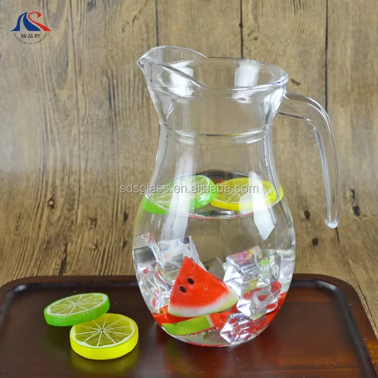 Big Capacity Glass Tea beer  jar With Handle 1.1L  Transparent pitcher Arc Shape drinking jug