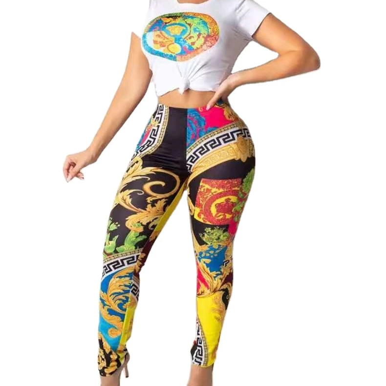 
long sleeve top 2 piece set printed two piece pants set women clothing 