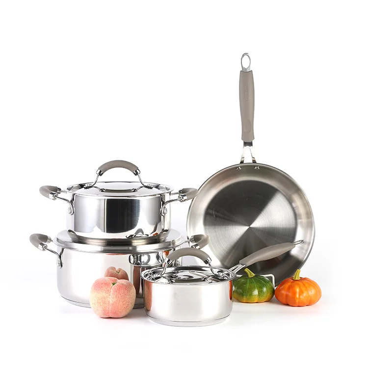 Hot Wholesale Pots And Pans Non-stick Cookware Set 7 Pcs Stainless Steel Kitchen Set Cooking Pots And Pans