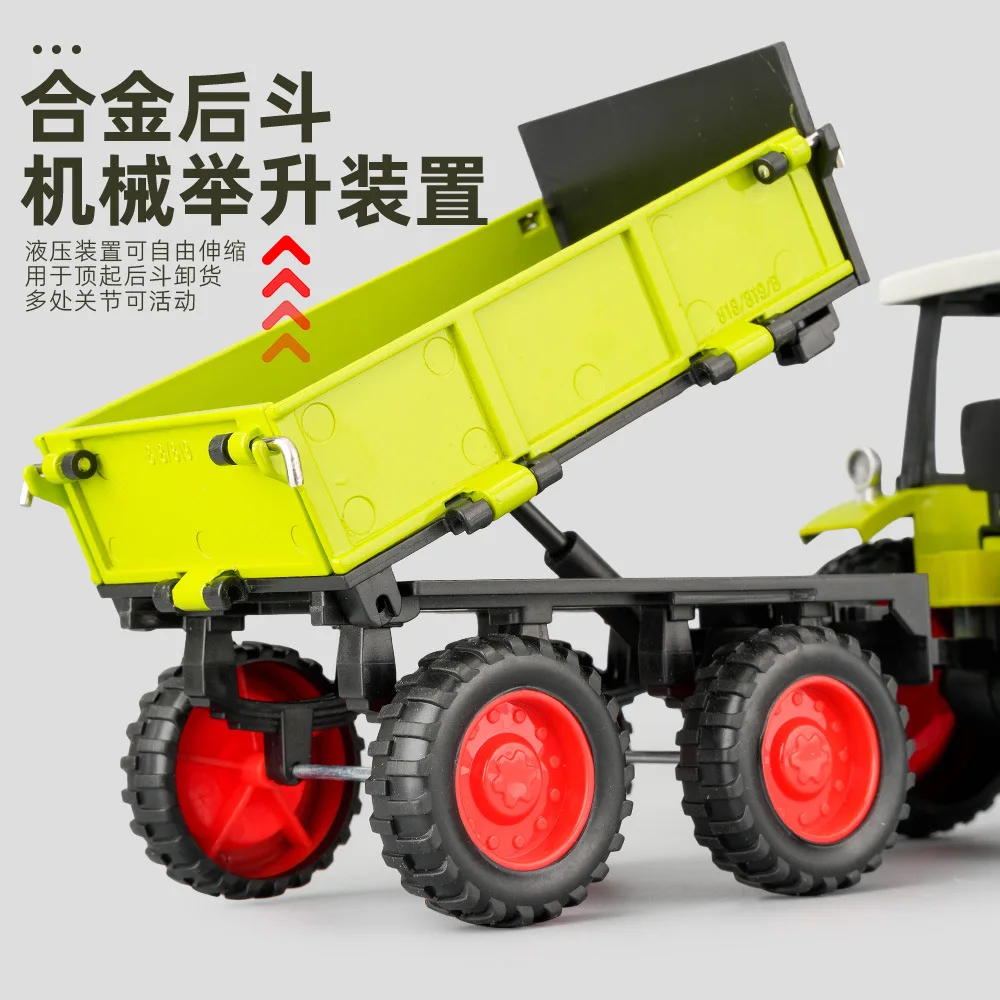 Diecast alloy model car 1:24 tractor alloy car model with sound and light pullback with ATV decorate metal model