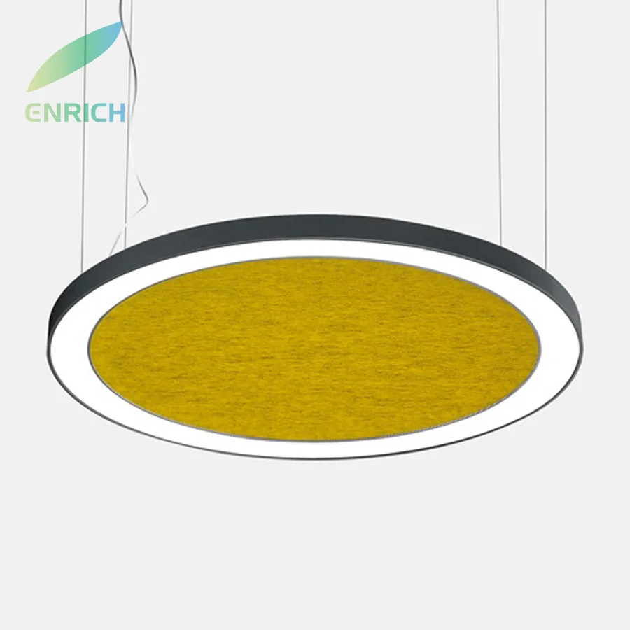 Modern Architectural Acoustic Panel T5 Tempered Circular LED Pendant Light with Aluminum Profile and Powder Coating Surface