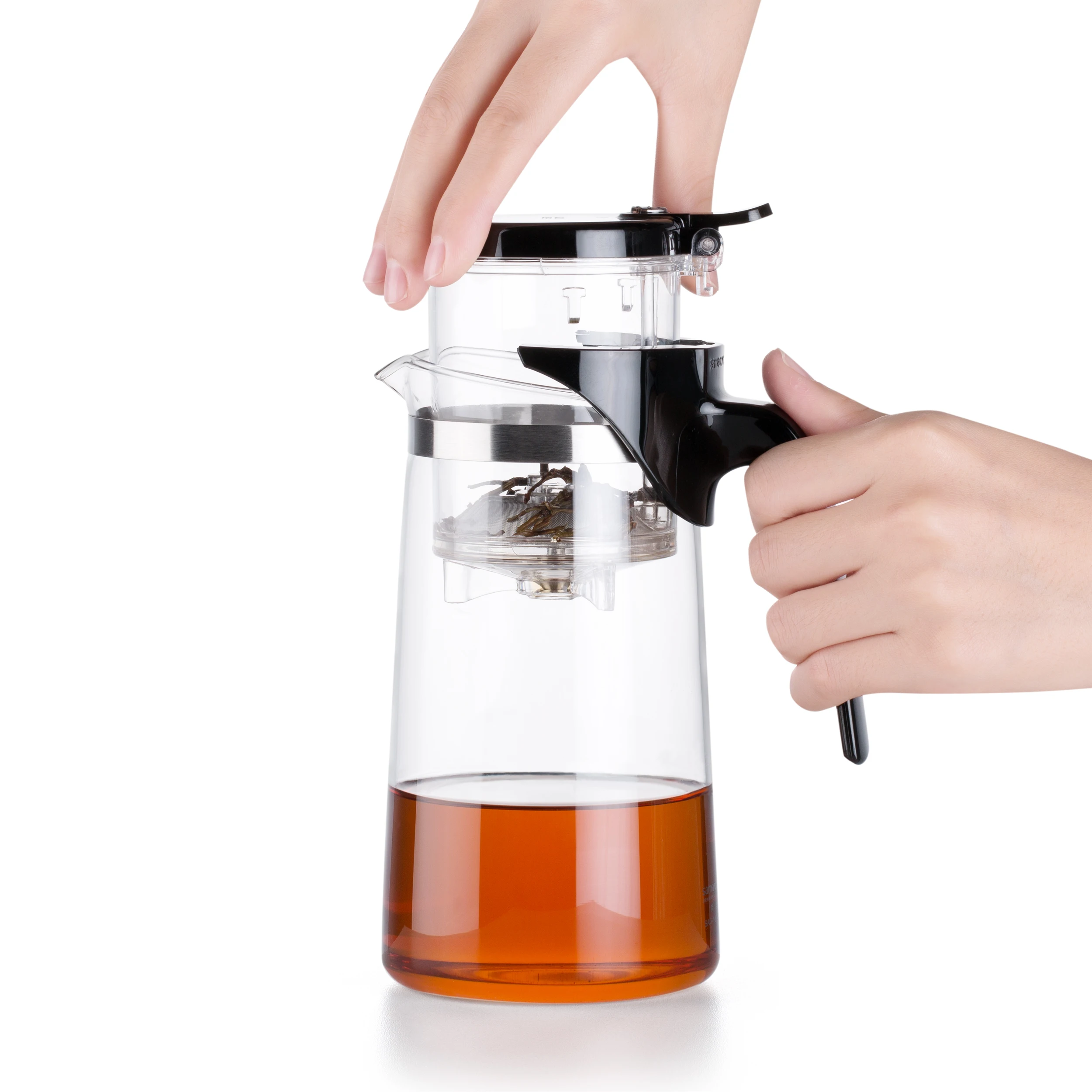 New Office 750Ml Heat Resistant Glass Infuser Teapot Green Tea Filter Transparent Unbreakable Glass Teapot With Plastic Lid