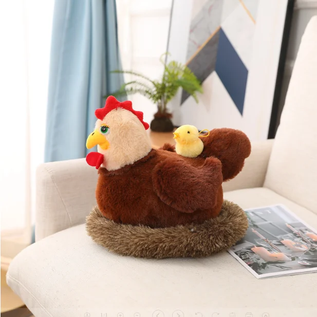 Wholesale plush Simulated Rooster Doll cute stuffed hen toy that can lay eggs Plush Playhouse Hatching Chicken gift for kids