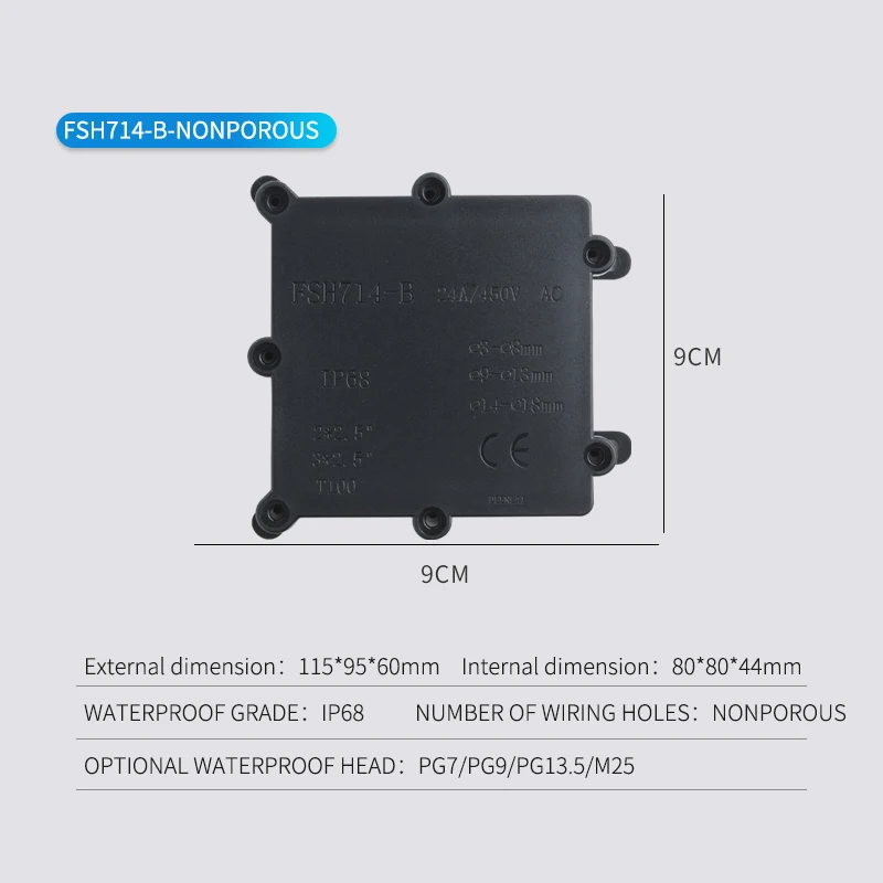 UV Protection IP68 Waterproof Junction Box Cable Connector(2-7 cable glands are optional )