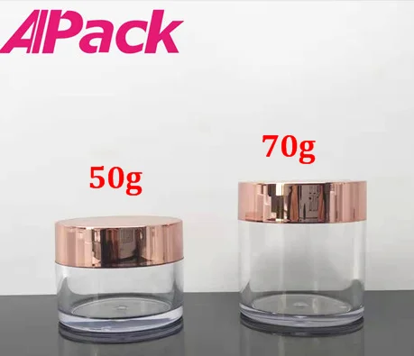 50ml 70ml PET plastic cream cosmetic jars packaging container with aluminium lid biodegradable cosmetic containers