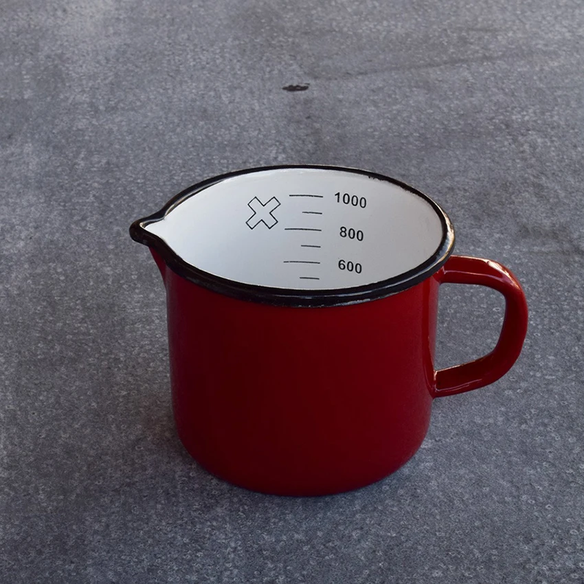 Custom 50ml white ceramic enamel metal steel 7cup measuring cups