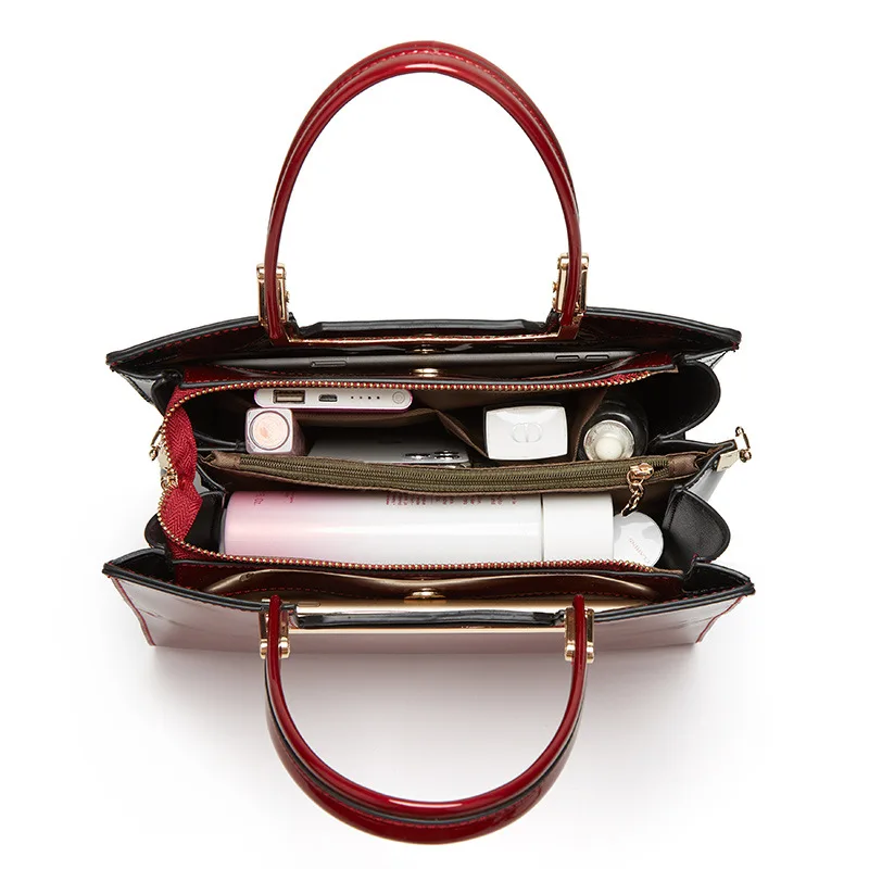Fashion Top quality ladies elegant tote bag lady glossy patent leather hand bags purses and handbags for women