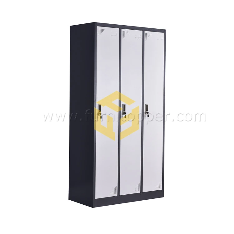 Commercial Steel Home Office Furniture 3 Door Steel Almirah Bedroom Metal Clothes Locker