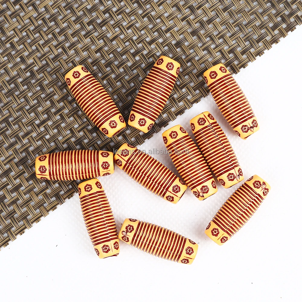 Imitate Wooden Color Hair Tubes Beard Beads DIY Hair Cuffs Rings Hair Jewelry for Men and Women Braids Dreadlocks Accessories
