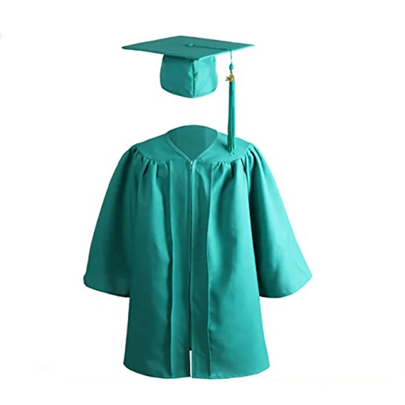 Customize Kindergarten Children Graduation Gown Pattern High Quality Green Kids Graduation Gowns With Cap