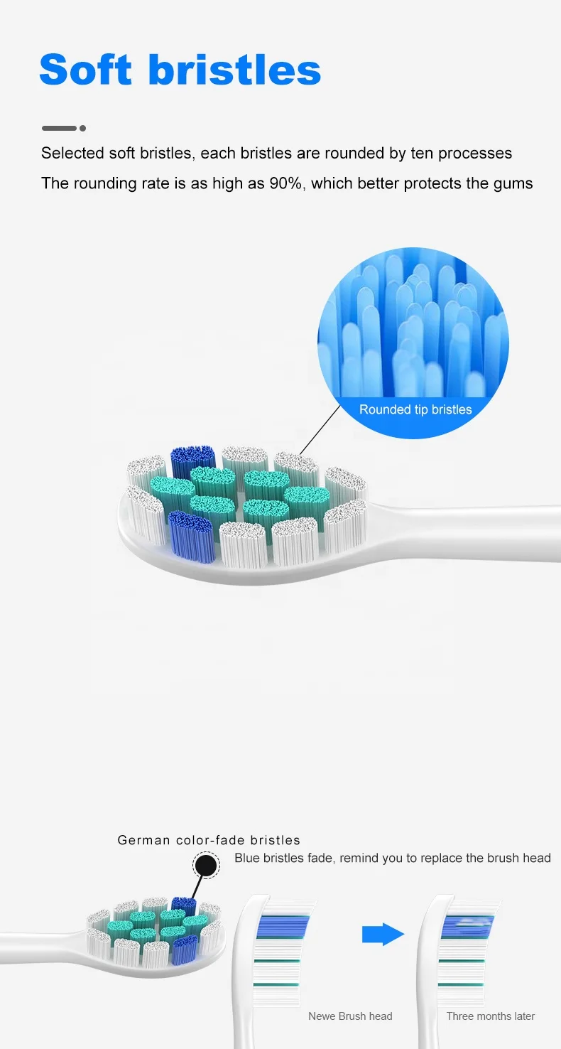 New Invention Teeth Cleansing Replaceable Tooth Brush Heads Removeable  Electric Toothbrush Head