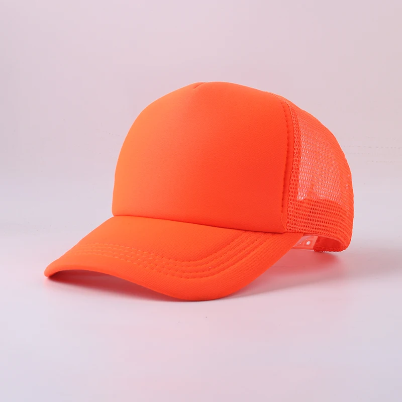 Unisex Sublimation Blank Mesh Baseball Cap Foam Neon  Fluorescent Mesh Trucker Custom LOGO