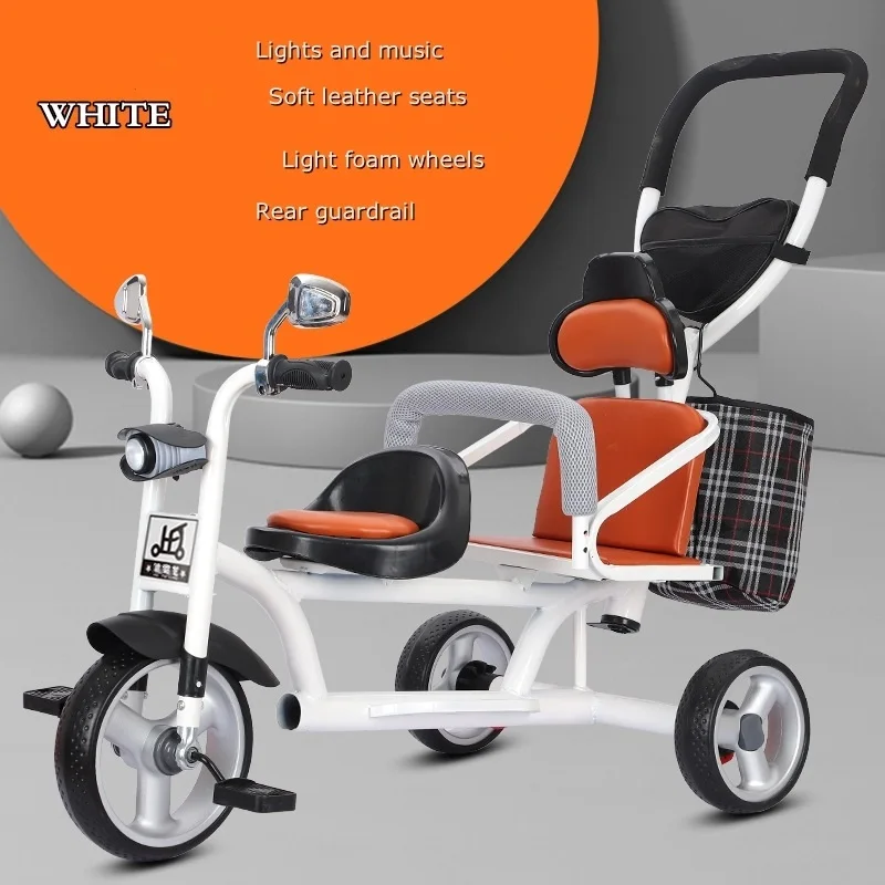 Hot Sales Hummer Model Two-person Baby Tricycle Double Row Baby Trolley 2 Seat Folding Kids Stroller 0-6 Years 3 Wheel Kids Bike