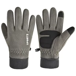 Мужские зимние перчатки с флисовой подкладкой, Нескользящие флисовые перчатки с подкладкой для сенсорного экрана