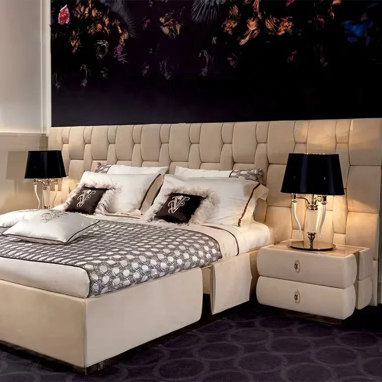 Wholesale Customized New Design Italian Style White Modern Luxury Upholstered Teal  Leather Beds Queen