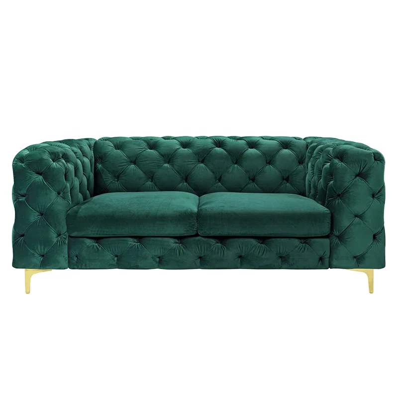 Modern Velvet Chesterfield Sofa Tufted Back Living Room Sofas