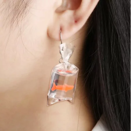 Fashion Koi Fish goldfish Water Bag Dangle Earrings Cute Handmade Womens