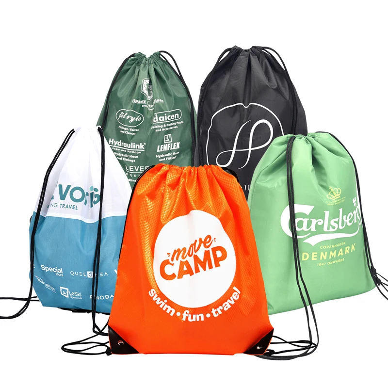 Promotional Custom Logo High Quality Polyester Draw String Sports Backpack Gym Bag Waterproof design Drawstring Bags